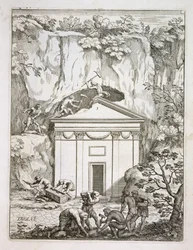 Opgraving van het graf van Quintus Nasonius Ambrosius in de jaren 1670, uit 